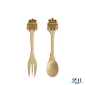 【SPICE】日本 PETIT’S MAMAN 兒童 天然木頭叉子&湯匙套組- 機器人