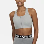 NIKE AS W NK DF SWSH ZIP FRONT BRA 女 中強度支撐襯墊運動內衣 DD1206073 S 灰