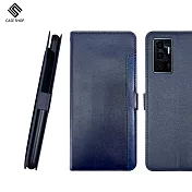 CASE SHOP Vivo V23e 前插卡側立式皮套-藍