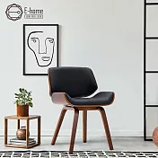E-home Martha瑪莎PU皮面經典曲木餐椅-三色可選 黑色