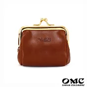 【OMC】義大利植鞣革復古牛皮口金零錢包- 深棕
