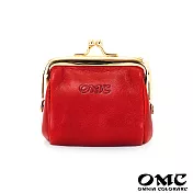【OMC】義大利植鞣革復古牛皮口金零錢包- 紅色