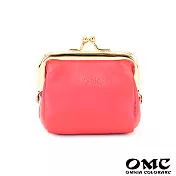 【OMC】義大利植鞣革復古牛皮口金零錢包- 胭脂粉