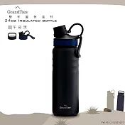 美國 GrandTies 雙蓋寬口709ML真空不鏽鋼保溫瓶/保溫杯(野餐/運動/保冷/保溫) 午夜黑