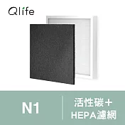 【Qlife質森活SheerAIRE席愛爾空氣清淨機N1專用黑鑽砂+HEPA抗菌奈米銀濾網