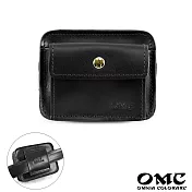 【OMC】義大利植鞣革口袋款迷你牛皮腰掛包- 黑色