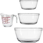 《FOXRUN》Anchor玻璃調理盆3件+量杯 | 攪拌盆 料理盆 洗滌盆 備料盆