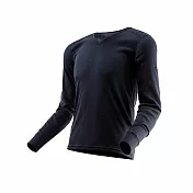 Route8八號公路 男 WARM V領抗菌保暖衣 S 黑