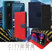 CITY都會風 Nokia 5.3 插卡立架磁力手機皮套 有吊飾孔 瀟灑藍
