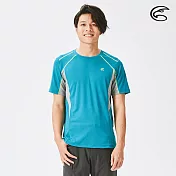 ADISI 男圓領涼感智能纖維速乾短袖上衣AL2111141 (S-2XL) / 吸濕排汗 快乾 單向導濕 涼感 排汗衣 L 馬賽克藍