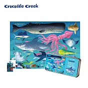 【美國Crocodile Creek】鐵盒童趣拼圖-鯊魚世界-50片