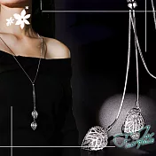 【伊飾童話】晶鑽葉片＊流蘇伸縮水鑽長鍊 銀