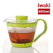 【iwaki】日本品牌可微波耐熱玻璃泡茶壺-400ml (顏色任選)(原廠總代理) 綠色