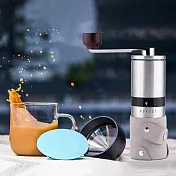 【PO:Selected】丹麥手沖咖啡二件組(手動不鏽鋼咖啡磨2.0/咖啡玻璃杯240ml-天使藍)