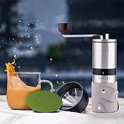 【PO:Selected】丹麥手沖咖啡二件組(手動不鏽鋼咖啡磨2.0/咖啡玻璃杯240ml-橄欖綠)