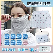 【生活良品】【生活良品】夏季甜美碎花抗UV冰絲涼感防曬掛耳蒙面口罩 淺灰色