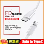 蘋果Apple Lightning 8pin to USB-C (Type-C) PD 18W快速充電數據傳輸線-1.5米