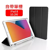 2020 iPad 8 10.2吋 三折蜂巢散熱筆槽保護殼套 黑