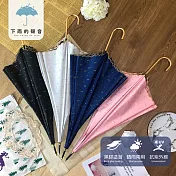 【下雨的聲音】日本訂單荷花邊小蝴蝶結金勾直傘(四色) 質感藍