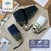 【下雨的聲音】日本訂單花邊蕾絲刺繡五折折疊傘(三色) 皇家藍