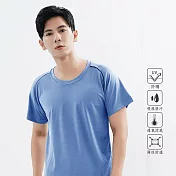 【遊遍天下】MIT中性款吸濕排汗抗UV機能圓領衫(GS2008) L 水藍