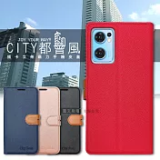 CITY都會風 OPPO Reno7 5G 插卡立架磁力手機皮套 有吊飾孔 承諾黑