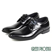 【GREEN PHOENIX】男 紳士鞋 商務鞋 德比鞋 皮鞋 素面 縫線 綁帶 EU39 黑色