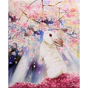 【玲廊滿藝】Miu.Ch-櫻花雨裡的小兔子27x22cm