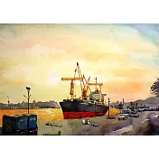 【玲廊滿藝】張偉鈺-新光碼頭夕陽52x38cm