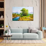 【御畫房】溪邊牧牛 國家一級畫師手繪油畫60×90cm VF-07 (客製商品)