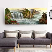 【御畫房】高山飛瀑 國家一級畫師手繪油畫60×120cm VF-34 (客製商品)