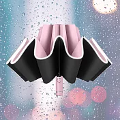 【巴芙洛】夜間可照明晴雨兩用自動反向傘/安全反光條雨傘/反向折疊雨傘 少女粉 (手電筒款)