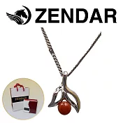 【ZENDAR】頂級天然沙丁紅珊瑚圓珠3.5-4mm銀色項鍊 LEAF (220248-18)