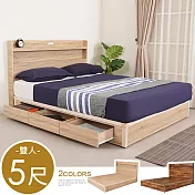 Homelike 喜家居雙人5尺附插座六抽屜床組(兩色可選)(2155) 梧桐色