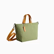 【quoi quoi】暮色托特包 拉鍊 皮革背帶 / 苔綠