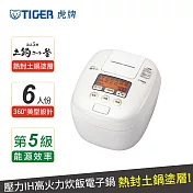 (日本製造) TIGER虎牌 6人份壓力IH炊飯電子鍋(JPT-H10R) 白