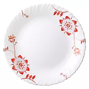 【iwaki】日本品牌法國製強化玻璃餐盤 (淺型25cm) -五入組(原廠總代理)  紅花