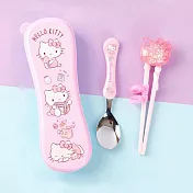 韓國製三麗鷗凱蒂貓 兒童餐具三件組 學習筷 湯匙 攜帶盒  557068