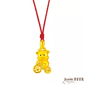 J’code真愛密碼金飾 歡心牛黃金墜子-立體硬金款 送黑皮繩項鍊