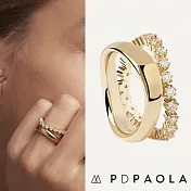 PD PAOLA 西班牙時尚潮牌 白鑽S波浪戒指 簡約金色戒指 雙層設計 MOTION GOLD M