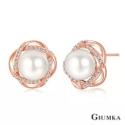 GIUMKA-珍珠耳環-花朵造型-耳針/耳夾-精鍍玫瑰金-MF21002-2 玫金耳針一對