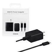 SAMSUNG三星 原廠 45W 快充旅充組 Type C_內附5A/1.8m快充線【EP-T4510/台灣公司貨】  黑色