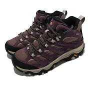 Merrell 登山鞋 Moab 3 Mid GTX 中筒 女鞋 紫 黑 防水 支撐 健行 ML135482 24cm BURGUNDY/BURLWOOD