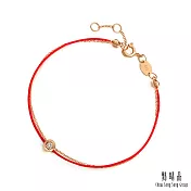 【點睛品】PROMESSA 同心 18K玫瑰金鑽石紅繩手鍊 19 18K玫瑰金