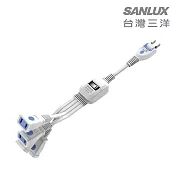 SANLUX台灣三洋-2孔1對4分接延長線(含開關)2P轉向插頭-SYPW-241A