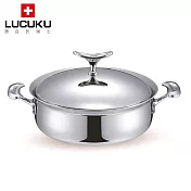 瑞士LUCUKU 304鯨鋼五層雙耳煎鍋24cm LU-027