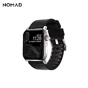 美國 NOMAD APPLE WATCH 專用職人防水機能皮革錶帶-44/42mm 黑皮銀釦