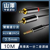 山澤 3.5mmAux轉2RCA高保真抗干擾一分二音源線 10M