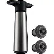 《Vacu Vin》抽真空器+瓶塞2入 | 紅酒塞 真空瓶塞 保鮮瓶塞 葡萄酒塞 - 銀