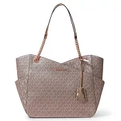 MICHAEL KORS 滿版LOGO皮革托特包-玫瑰金